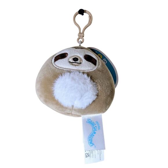 Squishmallows Simon The Sloth Fuzzy Belly Clip On 3.5" NWT - Picture 1 of 5